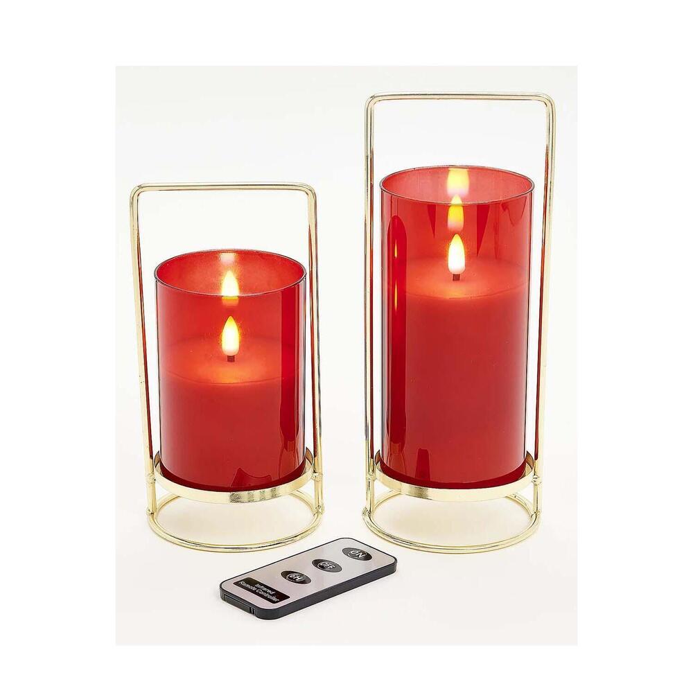 Lightscapes 2-pack Set Iridescent Glass Candles On Stand